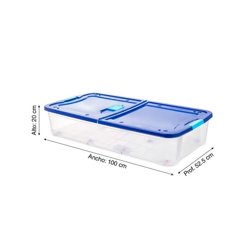 Caja Bajo Cama de Luxe con Ruedas 63L - Polinplast