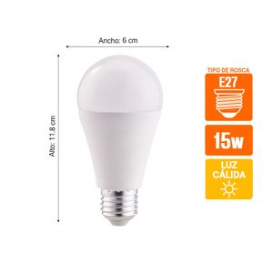 Foco LED Orange E27 15W Luz Cálida x 3 unidades