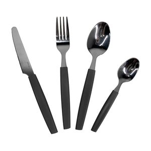 Set de cubierto mango negro x 16 piezas
