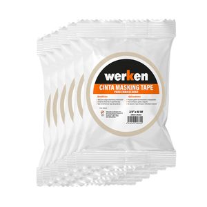 Cinta Masking Tape Multiuso 3/4" x 40yd (12mmx36m) Werken - 6 unidades