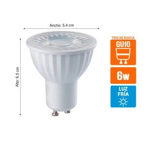 Dicroico LED Luminika GU10 6W Luz Fría