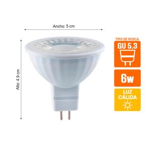 Dicroico LED Luminika GU5.3 6W Luz Cálida