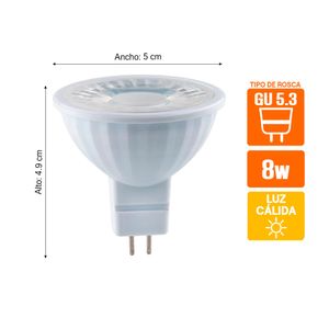 Dicroico LED Luminika GU5.3 8W Luz Cálida