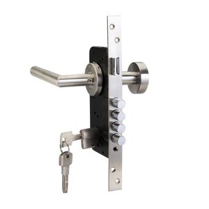Manija Acero Inoxidable con cerradura exterior izquierda