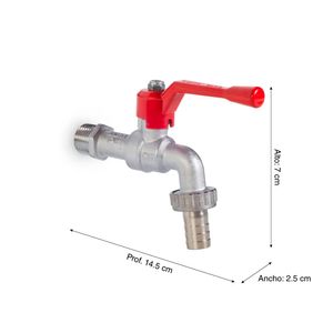 Llave esférica cromada para jardín 150 lb. 1/2"