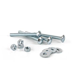 Perno Coche + Tuercas + Arandelas 3/8x3 1/2" x 4 unidades