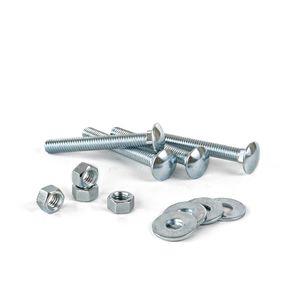 Perno coche + Tuerca + Arandela 3/8x3" x 4 unidades