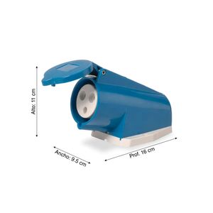 Toma visible IP44 32A 2P + T 250V 6H