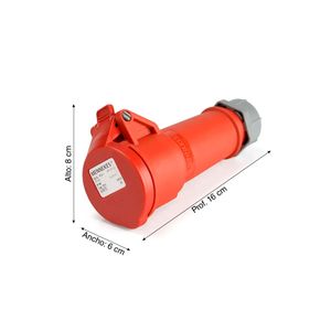 Toma aérea IP44 16A 2P + Línea tierra 415V 9H