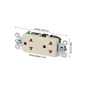Toma doble universal para empotrar 15A 250V L/T Marfil