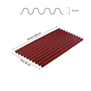 Techo Clasicc Rojo 3mm 2.00x0.95m Onduline