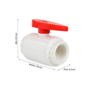 Válvula Bola PVC sin rosca 1/2"