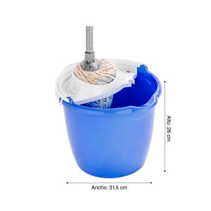 Set de Limpieza Basa Reyplast: Balde Escurridor Azul 13L + Trapeador Mopa con Mango de Metal y Hilazas de Algodón