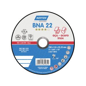 Disco de corte Inox. BNA22 9"-230x2.0mm Norton