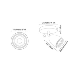Spot LED para adosar 7W Blanco Luz Blanca