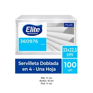 Servilleta Doblada en 4 Elite Professional Plus 100 Hojas