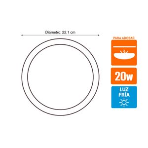 Aplique de exterior LED 20W 23cm IP65 Luz Blanca
