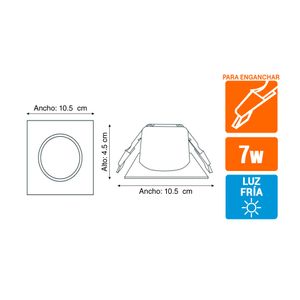 Spot LED Integrado Lightech Dirigible Cuadrado 7W 10.5cm Luz Fría