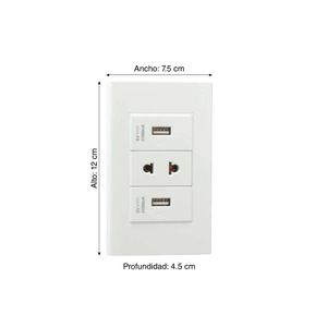 Tomacorriente Universal + 2 tomas USB Classic