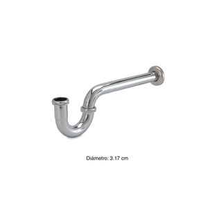 Trampa P de acero inoxidable cromado de 1 1/4" con coleta larga