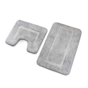 Set Alfombra para baño Orange Cuadro Gris 2 piezas