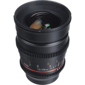 Bower 24 mm T1.5 Lente de cine amplio ultra rápido para cámaras de montaje Samsung NX