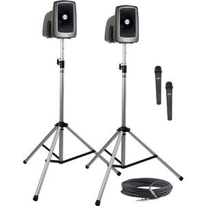 Anchor Audio MEGA-DP2-HH MEGAVOX 2 Paquete de lujo con altavoz complementario cableado, dos stand