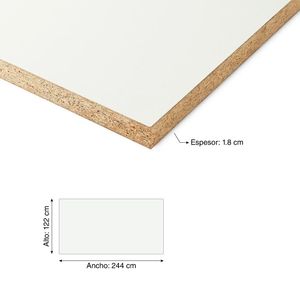 Tablero de melamina Blanca 18 mm 1.22 x 2.44 m