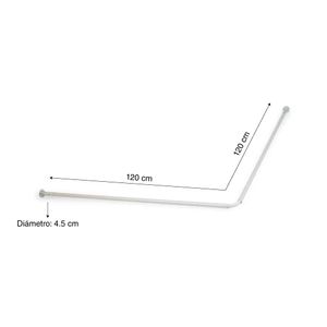 Tubo de ducha en L adosable 1.20 x 1.20 m