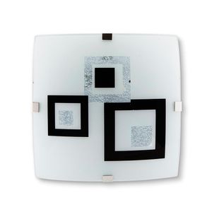 Plafón Cuadrado Cuadros Negros E27 30 cm