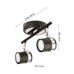 Barra LED Verónica GU10 Negro Brillante 3W 2 Luces