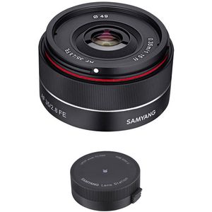 Lente Samyang AF 35mm f/2.8 FE con kit Lens Station para Sony E