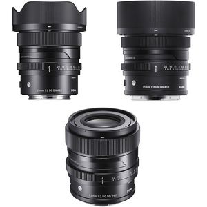 Kit de lentes contemporáneos Sigma de 24 mm, 35 mm y 65 mm f/2 DG DN para Sony E