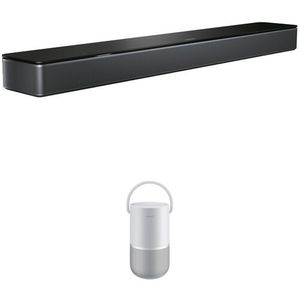 Bose Smart Soundbar 300 y kit de altavoces domésticos portátiles (altavoz plateado de lujo)