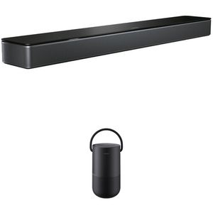 Bose Smart Soundbar 300 y kit de altavoces domésticos portátiles (altavoz negro triple)