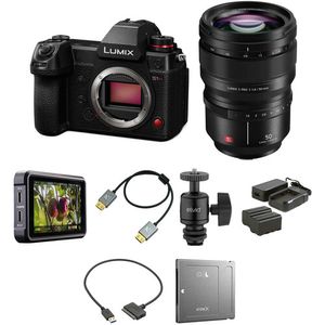 Cámara sin espejo Panasonic Lumix S1H con kit de cine con lente de 50 mm f/1.4