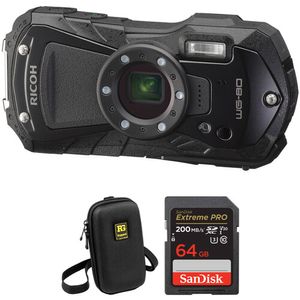 Cámara digital Ricoh WG-80 con kit de accesorios (negro)