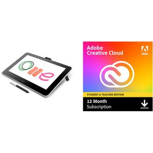 Wacom One Creative Pen Display y Adobe Creative Cloud (suscripción de 12 meses, edición para estu.)