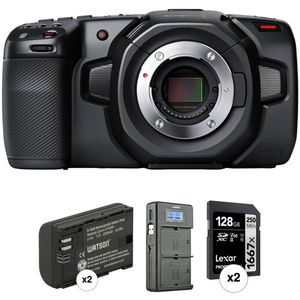 Blackmagic Design Pocket Cinema Camera 4K Kit con 2 baterías, cargador doble y 2 tarjetas SD