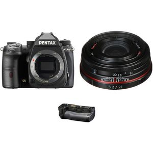 Cámara DSLR Pentax K-3 Mark III con lente de 21 mm y kit de empuñadura de batería (negro)