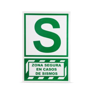 Señal de Zona Segura Casos Sismo Base con Fotoluminiscente 20x30cm
