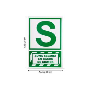 Señal de Zona Segura Casos Sismo Base con Fotoluminiscente 20x30cm