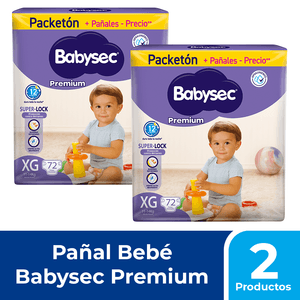 Pack BABYSEC Pañales para Bebé Premium XG Paquete72un x 2un
