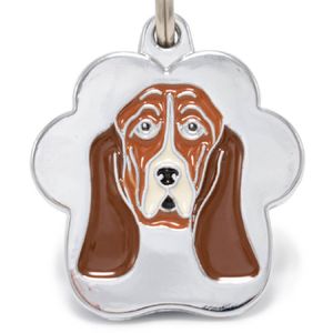 Placa de Identificación para Perro Basset Hound rainbow