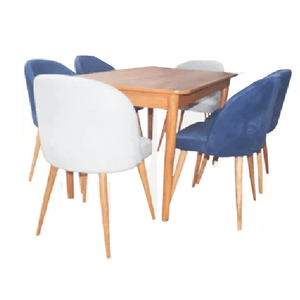 Juego de Comedor 6 Sillas Alto Hogar Alana Gris y Azul