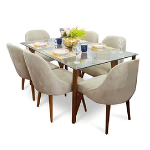 Juego de Comedor 6 Sillas Alto Hogar Almera Beige