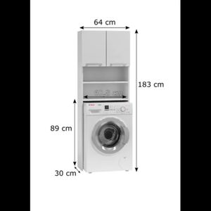 Mueble Organizador para Lavadora Alto 183cm Blanco