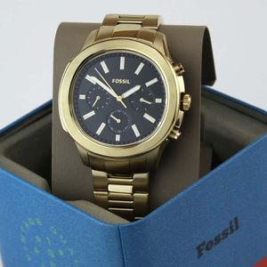 Reloj Fossil Windfield BQ2590 Multifuncional Para Hombre Acero Inoxidable - Dorado Negro