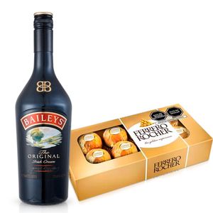 Pack Licor de Crema BAILEYS Original Irish Cream Botella 750ml + Bombones FERRERO ROCHER Caja 100g