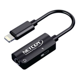 Cable Adaptador 2 en 1 LIGHTNING a JACK 3.5mm Netcom iPhone Audio y Carga